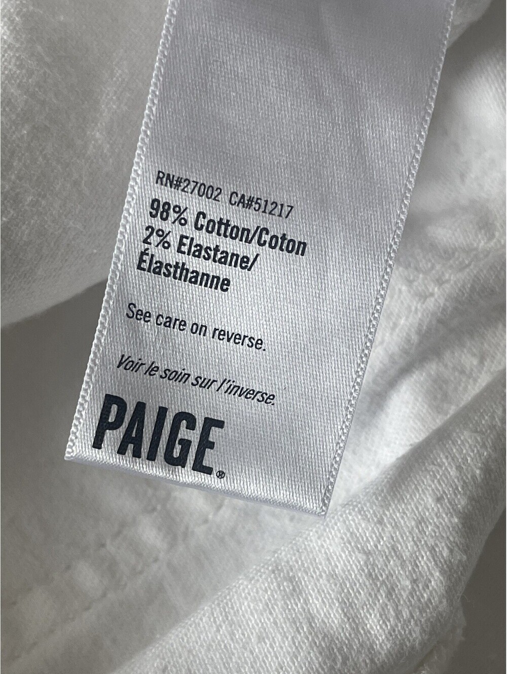 PAIGE White Jean Denim Skirt Button Zip Sz 30 Cotton Stretch Coastal Logo Flaw - Picture 4 of 14